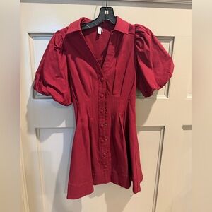 Maroon puff sleeve dress